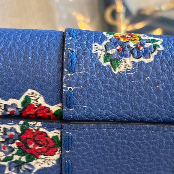Tory Burch McGraw Leather Blue and White Floral Crossbody Purse - Picture 10 of 10